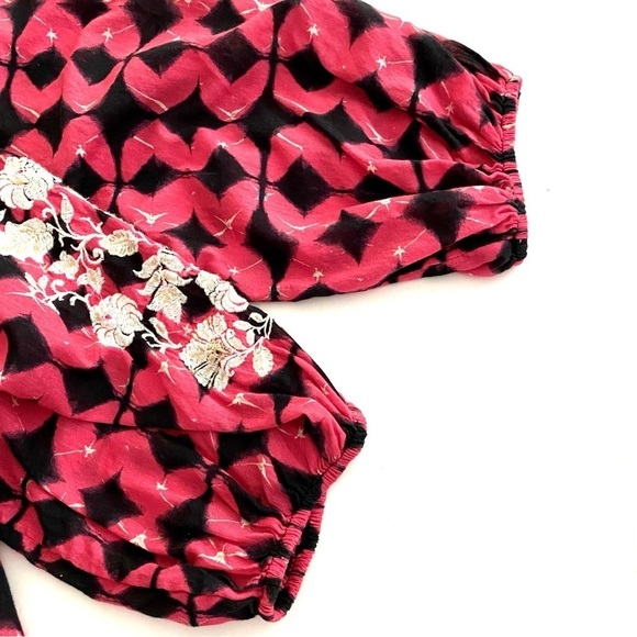 Sundance Hyacinth Cotton Oversized Top Sz Small Batik Boho Peasant Tassel Tie - Picture 10 of 14